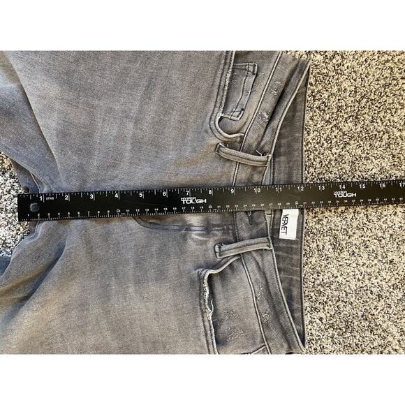 Vervet Jeans Womens Size 25 Gray Distressed Wash High Rise Crop Flare Raw Hem - Picture 8 of 10